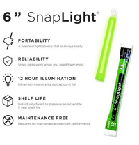 CYALUME GREEN 6 INCH GLOW IN THE DARK CHEMICAL LIGHT STICK 12 HR LIGHT