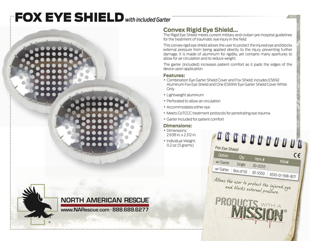 Fox Eye Shield with Garter | Protective Eye Shield for Trauma & Emergency Medical Use