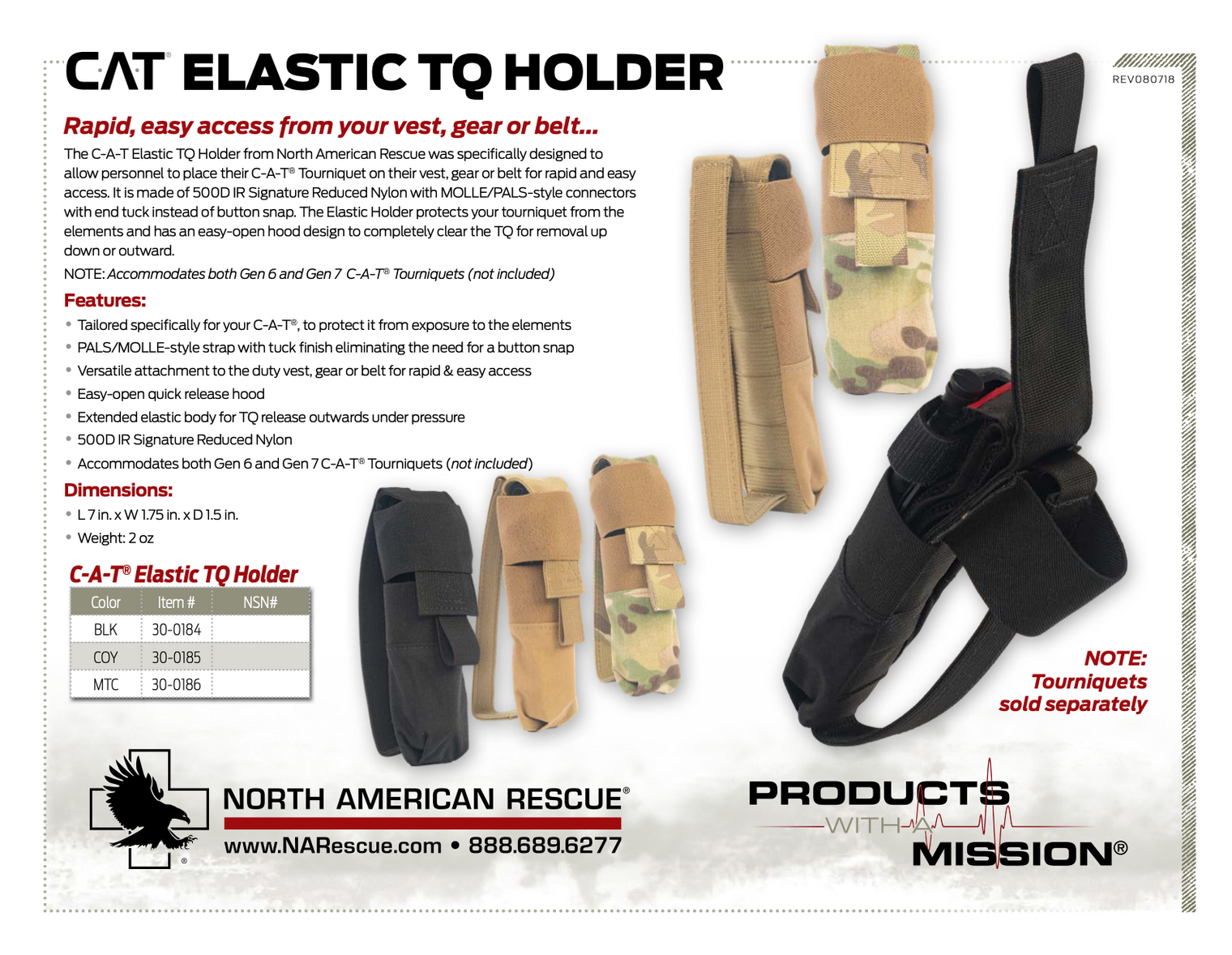 CAT Tourniquet Elastic Holder - MOLLE Compatible, Low-Profile Elastic TQ Storage