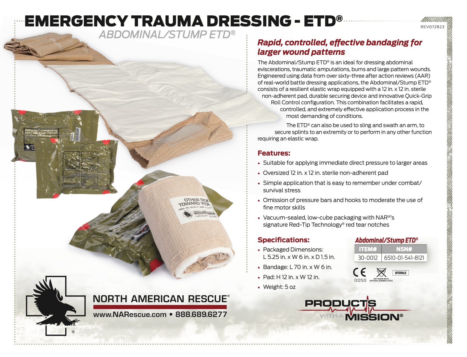 North American Rescue Abdominal/Stump Emergency Trauma Dressing (ETD®) - 6”